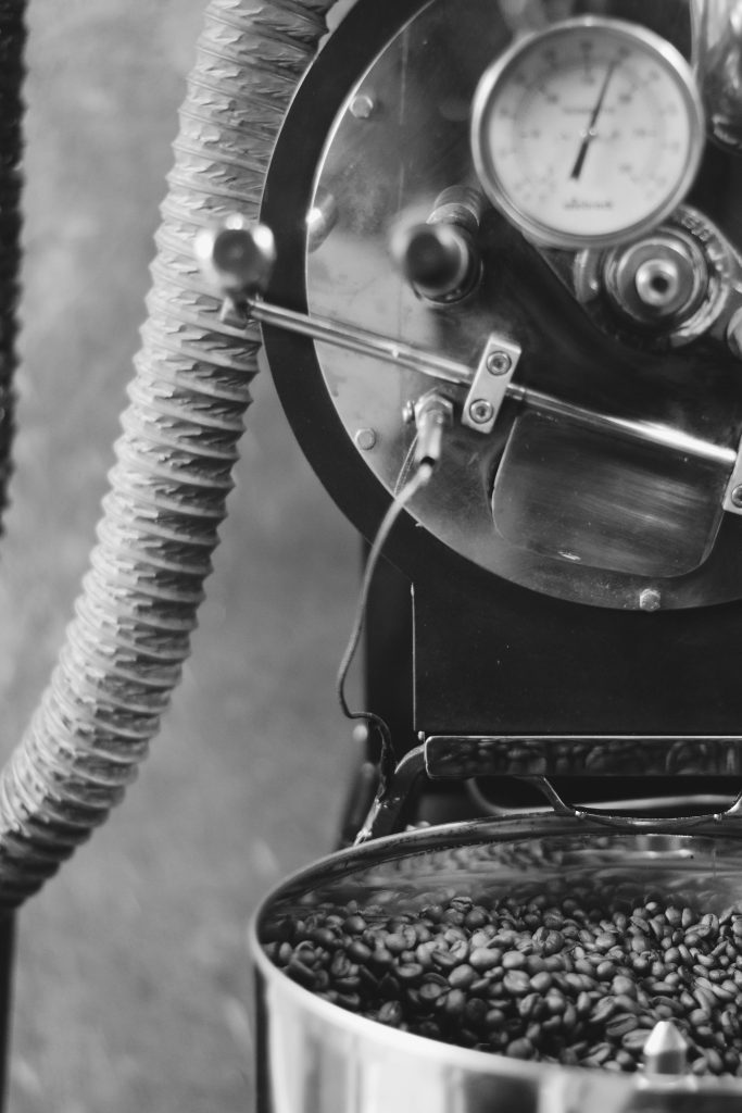 Black and White Photo of Coffee roaster
