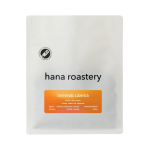 Semendo Liberica Indonesian specialty coffee beans by Hana Roastery product pack without background showing orange, snake fruit, and sugarcane tasting notes