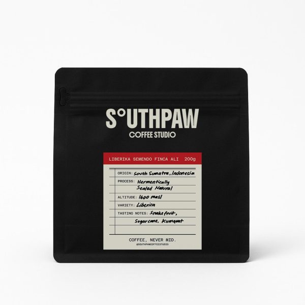 Southpaw Coffee Studio Liberica Semendo Finca Ali 200g coffee bag packaging